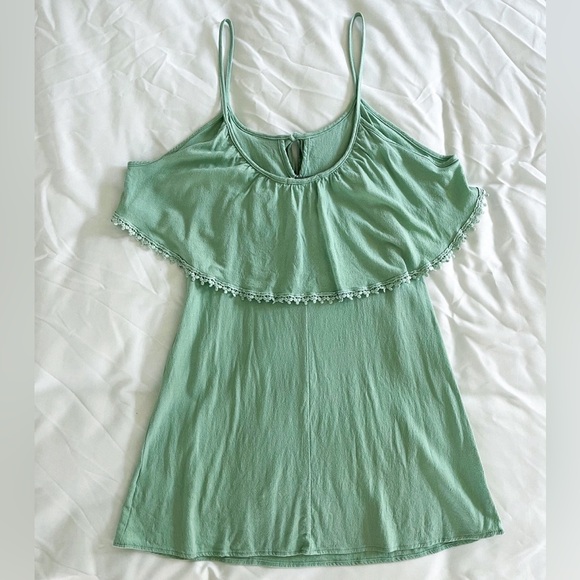 Solemio Green Drop Shoulder Mini Dress Size Small - Picture 10 of 12